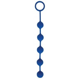 Синяя анальная цепочка с металлическими шариками - 25 см.